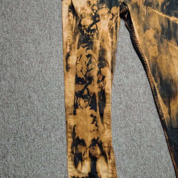 LEVI'S 511 Jeans Men 34x32 Black Slim Fit Bleach Dyed Distressed Skulls Denim - Picture 2 of 8